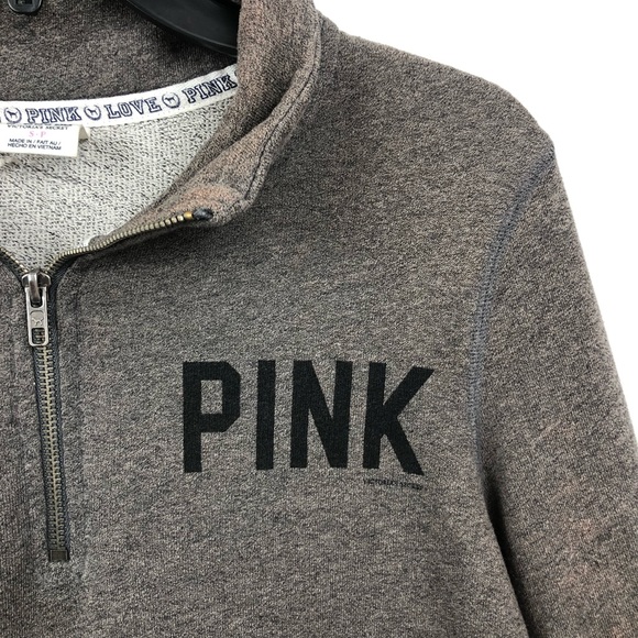 VS PINK Pullover Sweatshirt 1/4 Zip Gray - Picture 4 of 8
